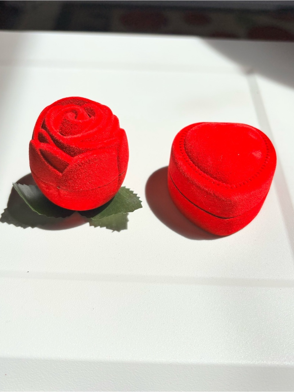 2 Red Velvet Jewelry Boxes- Rose & Heart
Set of 2